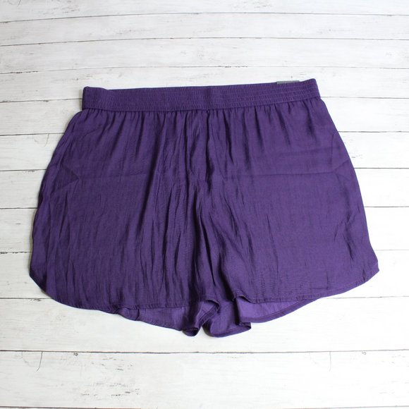 Worthington Womens Silky Athletic Shorts Plus Size 1X Purple Activewear - Picture 1 of 6